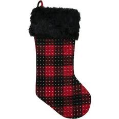 Black Stockings Northlight 21.5 Red Black Plaid Dots Christmas