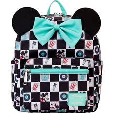 Loungefly Backpacks Loungefly Mickey & Minnie Date Night Diner Checkered All Over Print Square Mini Backpack - Black