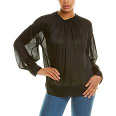 L - Women Blouses Vince Shirred Neck Silk Blouse