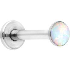 Piercings Body Candy Steel 3mm Synthetic White Opal Internally Threaded Labret Monroe Tragus Gauge 5/16