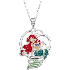 Jewelry Disney The Little Mermaid, Princess Ariel Silver Plated Crystal Pendant, 18"