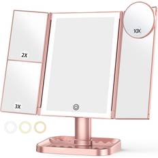 Fancii Aura Go Tri-Color Rose Gold LED Lighted Travel Vanity Mirror