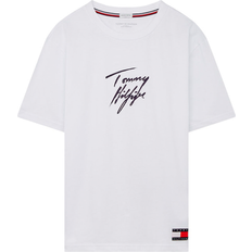 Tommy Hilfiger Dame T-skjorter Tommy Hilfiger Logo t-shirt, hvid S, Classic White