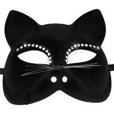 Half Masks Skeleteen Venetian Black Cat Mask Masquerade Costume Half Face Eye Mask for Kids and Adults