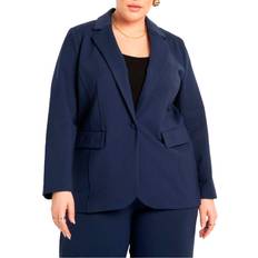 Blue - Women Blazers Eloquii Women Plus The Ultimate Stretch Suit Long Line One Button Blazer