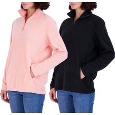 Pack: Women Polar Fleece Long-Sleeve Quarter Zip Winter Jacket Available in Plus Size