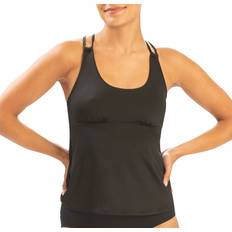 M Tankinis Dolfin Women's Scoop Neck Tankini Swim Top, Medium, Black