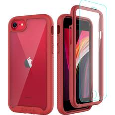 Mobile Phone Covers CellEver Compatible with iPhone SE 2020 Case/iPhone 7/iPhone 8 Case, Clear Full Body Heavy Duty Protective Anti-Slip Full Body Transparent Cover 2X Glass Screen Protector Included Red
