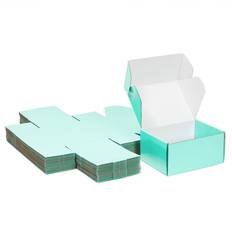 25-Pack Teal Blue Corrugated Shipping Boxes, 8x6x4-Inch Tab-Locking Cardboard Mailers for Small Business