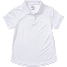 Tops Classroom School Uniforms girls Fit Moisture Wicking Polo Shirt, Sos White