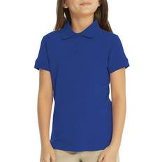 Children's Clothing Classroom School Uniforms girls Feminine Fit Polo Shirt, Royal Blue