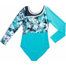 XL Bodysuits Children's Clothing Rainbeau Moves Girls' Long Sleeve Fantasia Printed Leotard, Medium, Blue