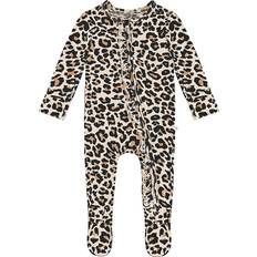 Girls Jumpsuits Children's Clothing Posh Peanut Baby Girl's Lana Leopard-Print Ruffled Footie Leopard Tan Newborn Leopard Tan Newborn