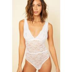 Signature Lace Crotchless Teddy White