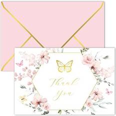 Gooji 4x6 Butterfly Dream Thank You Cards with Envelopes Bulk 20-Pack Baby Shower Thank You Cards Girl Bridal Shower Thank You Cards with Envelopes Wedding Greeting