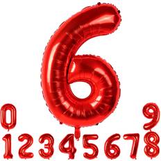 Red Number Balloons 40 Inch Number Balloons Red Number 6 Helium Foil Birthday Party Decorations Digit Balloons