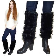 Women Arm & Leg Warmers Private Label Women’s Faux Fur Leg Warmer Sleeves Black