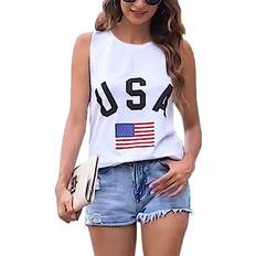 Clothing Dailyhaute Women's American Flag Loose Fit Tank Top WHITE