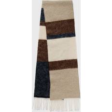 Polyester - Women Scarfs Ganni Women's Striped Fringed Scarf Pale Khaki Pale Khaki