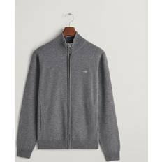 Herre - M - Ull Cardigans Gant SUPERFINE LAMBSWOOL ZIP CARDIGAN Sort