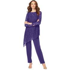 Women Suits on sale Roaman's Plus Lace Asymmetric Tunic & Pant Set by in Midnight Violet Size W Formal Evening