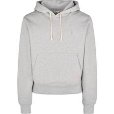 Saint Laurent Men Sweaters Saint Laurent Cassandre cotton fleece hoodie grey