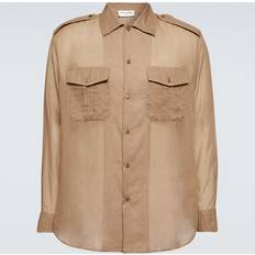 Saint Laurent Men Shirts Saint Laurent Sheer chiffon beige