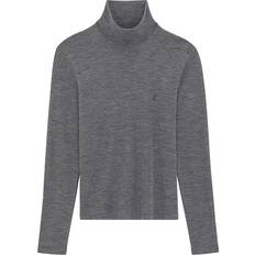 Saint Laurent Men Sweaters Saint Laurent Logo wool-blend turtleneck top grey