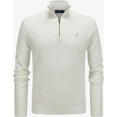 Herre - L - Pologensere Polo Ralph Lauren Mesh-knit Cotton Quarter-zip Sweater Man Turtleneck White Cotton