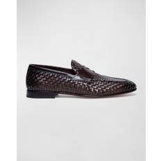 42 ½ Loafers Santoni Men's Gwendal Woven Leather Penny Loafers