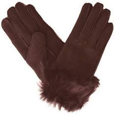 Brown - Women Gloves Eastern Counties Leather Womens Toscana Trim Cuff Sheepskin Gloves