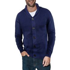 Blue - Men Cardigans XRay Men's Knit Shawl Collar Cardigan Blue