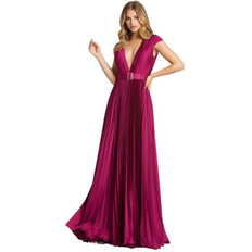 Mac Duggal Red Dresses Mac Duggal Women's Ieena Satin Pleated Gown Raspberry Raspberry