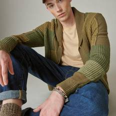 Linen - Men Cardigans Lucky Brand Surplus Cardigan Men's Clothing Tops Sweaters in Army Combo Acid Wash