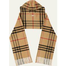 Red Scarfs Burberry Hooded Check Cashmere Scarf