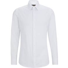 Men - S Shirts BOSS Slim-fit shirt in poplin with stretch- White Men's Shirts