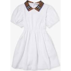 Elastane - Girls Dresses Burberry Kids White Check Collar Dress 8Y