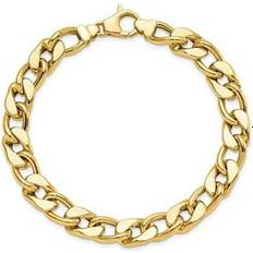Gold - Men Bracelets 14K Yellow Gold Men's Curb Chain Bracelet 8.85mm
