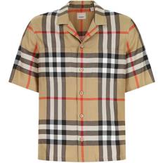 Burberry Men Shirts Burberry Embroidered Silk Shirt Checked