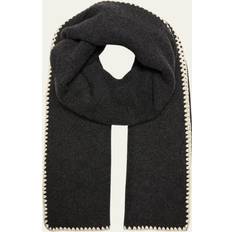 Cotton Scarfs Toteme Oversized Contrast-Trim Embroidered Wool Cashmere Scarf