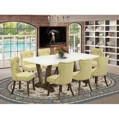 Green Dining Sets East West Furniture V727SI737-9 9-Pc Dining Set