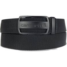 Carhartt Men Belts Carhartt Men's Standard Signature Casual, Nylon Adjusted Industrial Belt Black with Black Finish