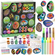 Arts & Crafts Joyin 12 Rock Painting Kit 43 Pcs Arts and Crafts for Kids Ages 5-7 Art Supplies with 18 Paints Glow in The Dark & Metallic & Standard Craft Paint Kits for Boys and Girls Ages 8-11