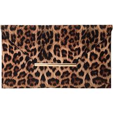 Brown - Leather Clutches Synthetic Leather Flat Envelope Leopard Print Clutch