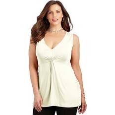 Tank Tops Catherines Plus Women's Curvy Collection Twist Front Tank in Ivory Size 2XWP