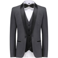Slim fit suit for men Braveman Men's Slim Fit Shawl Lapel Tuxedo 3-Piece - Charcoal