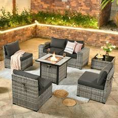 Patio Furniture Ovios Patio Arm 7-piece Fire Pit