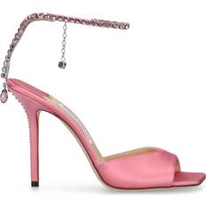 Pink - Women Heeled Sandals Jimmy Choo 100 Saeda Satin Sandals Pink