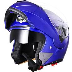 Motorcycle Equipment Yescom AHR RUN-M Full Face Flip up Modular Motorcycle Helmet DOT Approved Dual Visor Motocross Blue