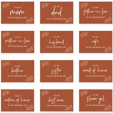 Koyal Wholesale Wedding Day Gift Cards Set with Envelopes Set of 12 Terracotta Line Leaves